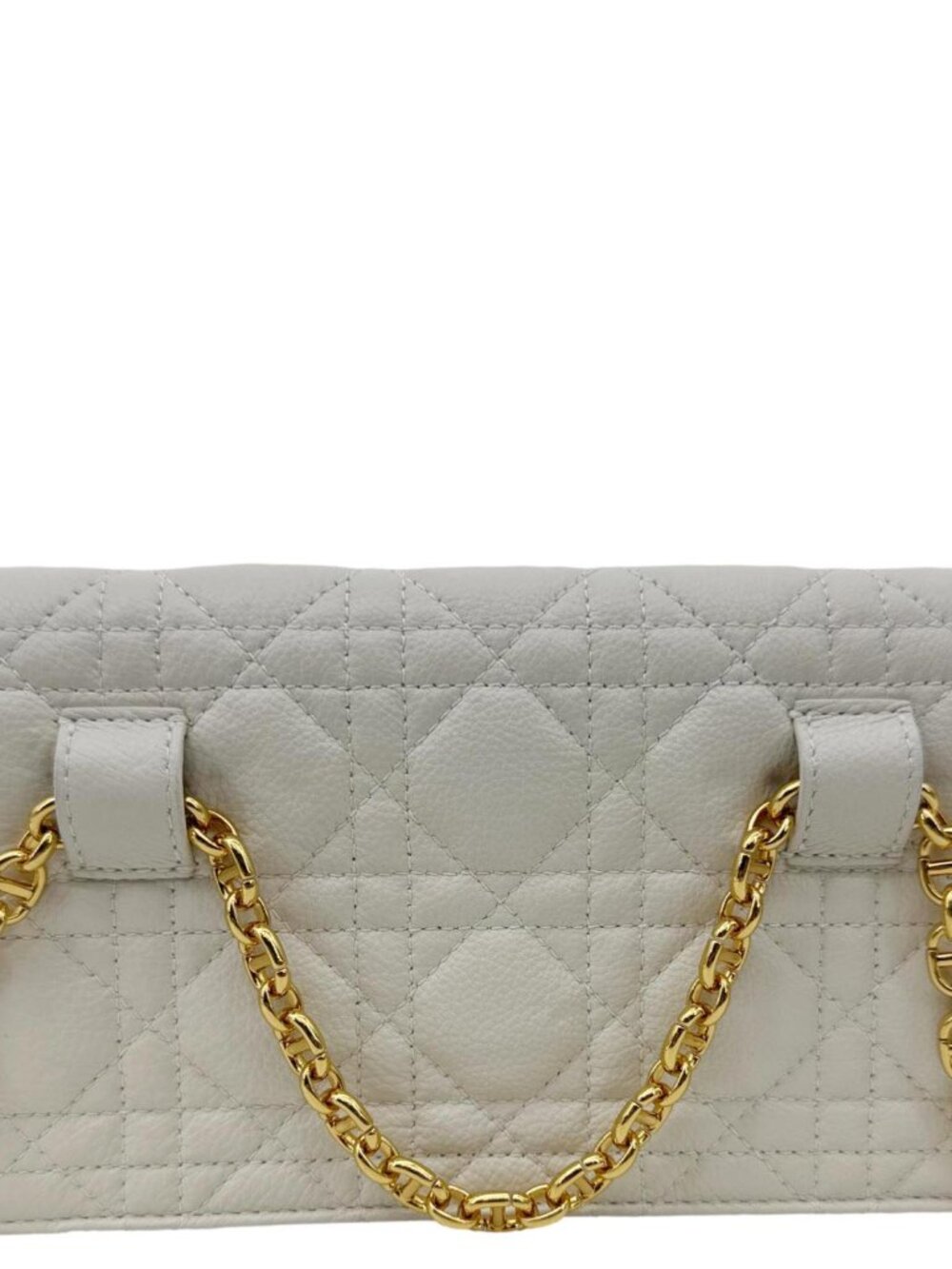 Christian Dior Caro Supple Cannage Calfskin Leather Chain Shoulder Bag Ivory - Picture 3 of 12